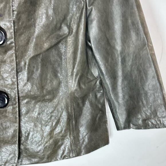 Vintage Classiques Entier cropped‎ bell sleeve bronze leather jacket womans SP - Picture 8 of 12